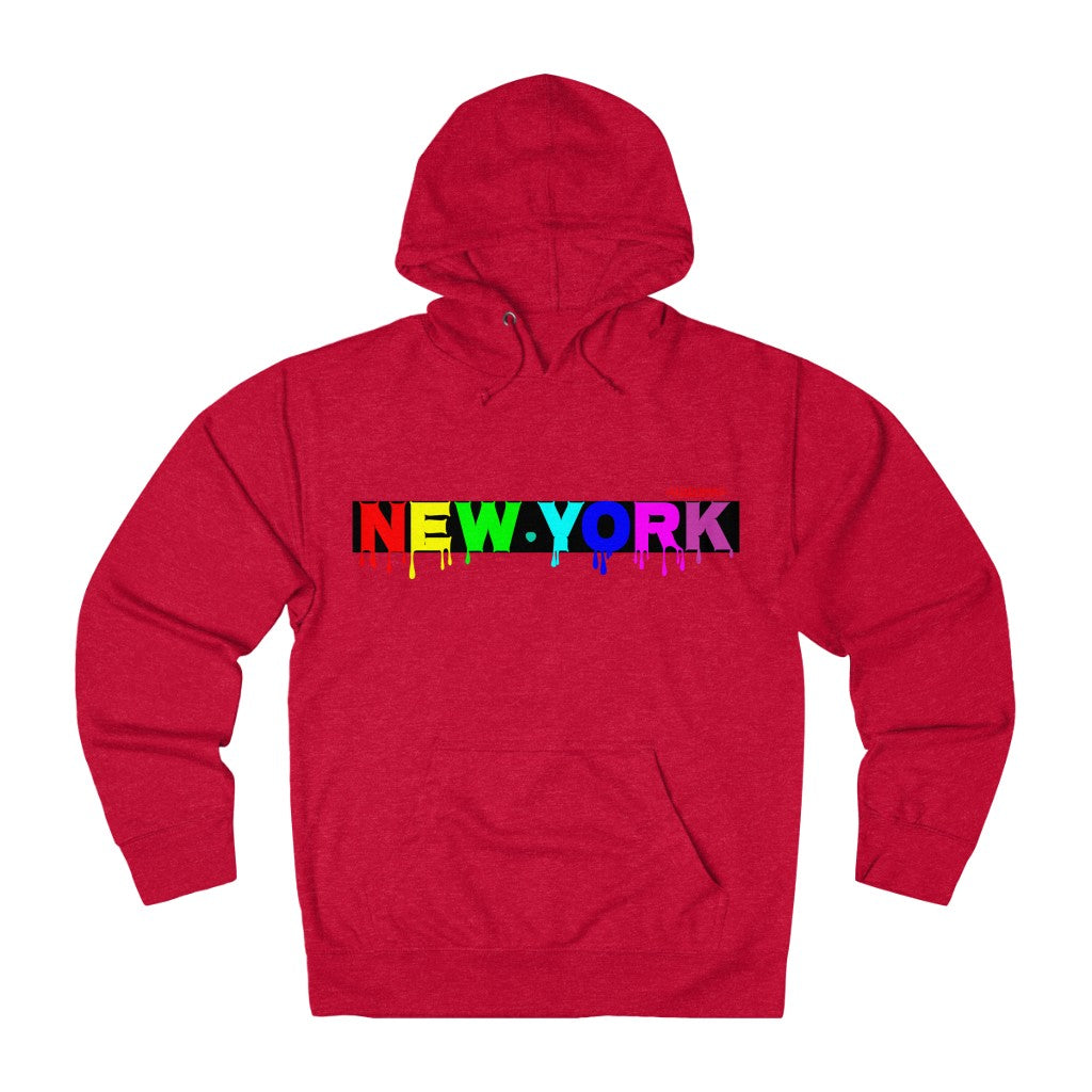 Printify New York Drip Pullover Hoodie Red Heather / XS